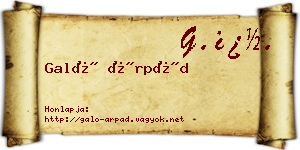 Galó Árpád névjegykártya