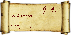 Galó Árpád névjegykártya